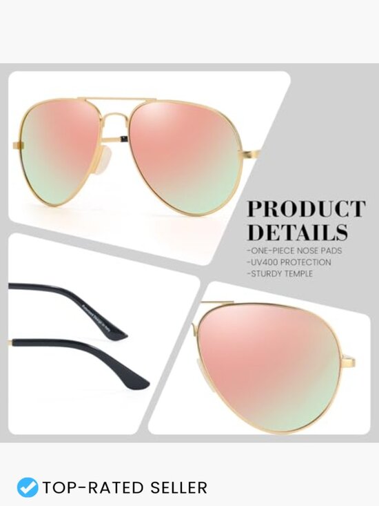 Polarized Aviator Sunglasses Metal Frame UV400 Protection Unisex Classic Retro main image 5